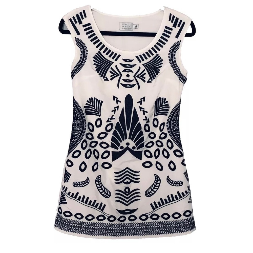 Jodi Arnold for The Limited Ivory / Black Lined Mini Dress Size 2 Textured